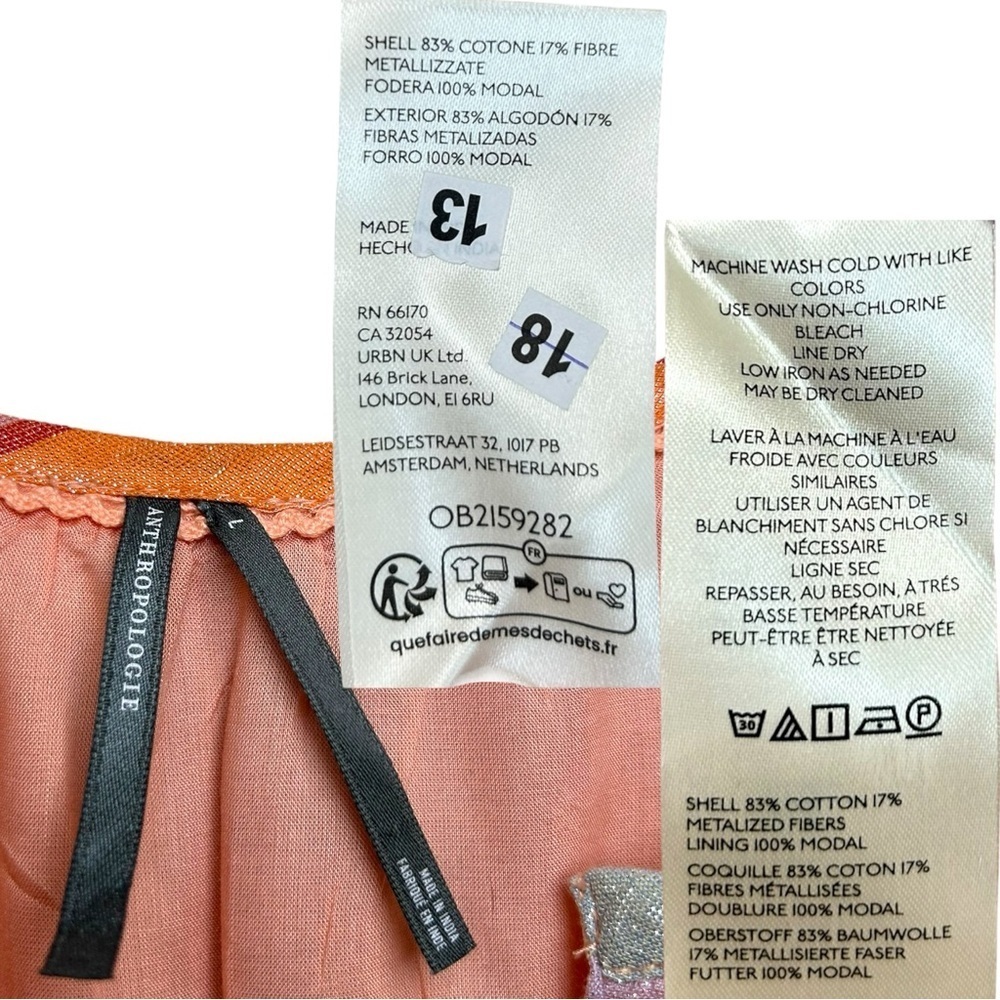 Anthropologie, Women’s ‘Somerset’ Mini Dress Metallic Plaid Pastel, Orange Large - Picture 9 of 16